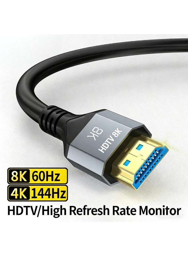 نيو سمارت كابل HDMI 2.1 بدقة 8K - يدعم 8K 60Hz، 4K 144Hz، 2K 240Hz، 1080P 240Hz، 48Gbps، 3D، HDR، HDCP، eARC، Dolby - كابل HDMI عالي السرعة جدًا لأجهزة اللابتوب، الكمبيوتر، الشاشة، البروجيكتور، التلفاز، PS4، PS5، Xbox، Switch، HDTV، كاميرا DSLR2M - Image 1